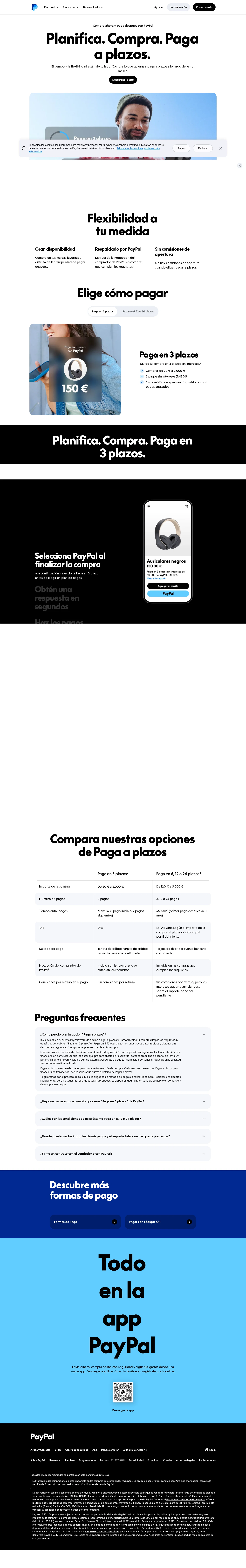 PayPal landing page
