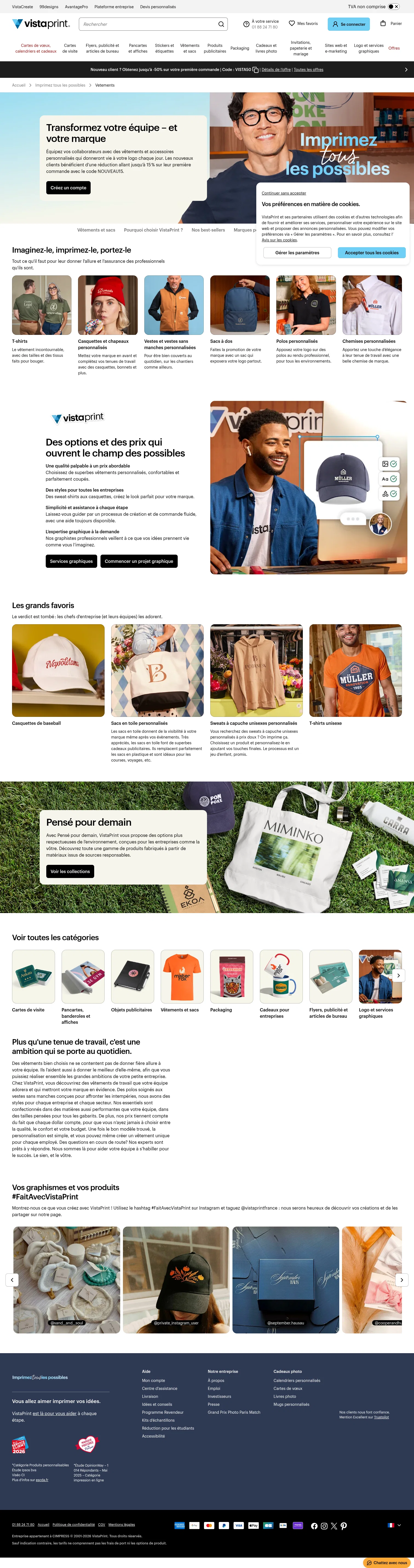 Vistaprint landing page