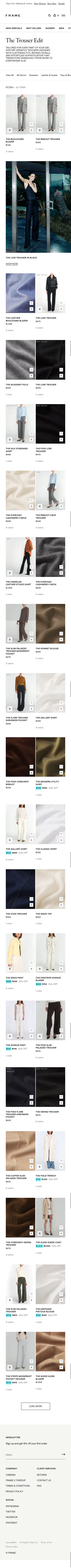frame-store.com/collections/the-trouser-edit on mobile, full screenshot