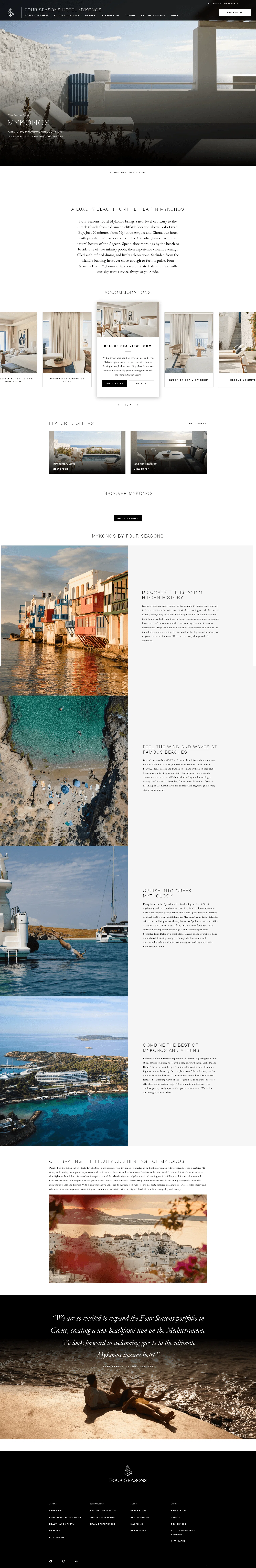 Four Seasons Hotels and Resorts landing page