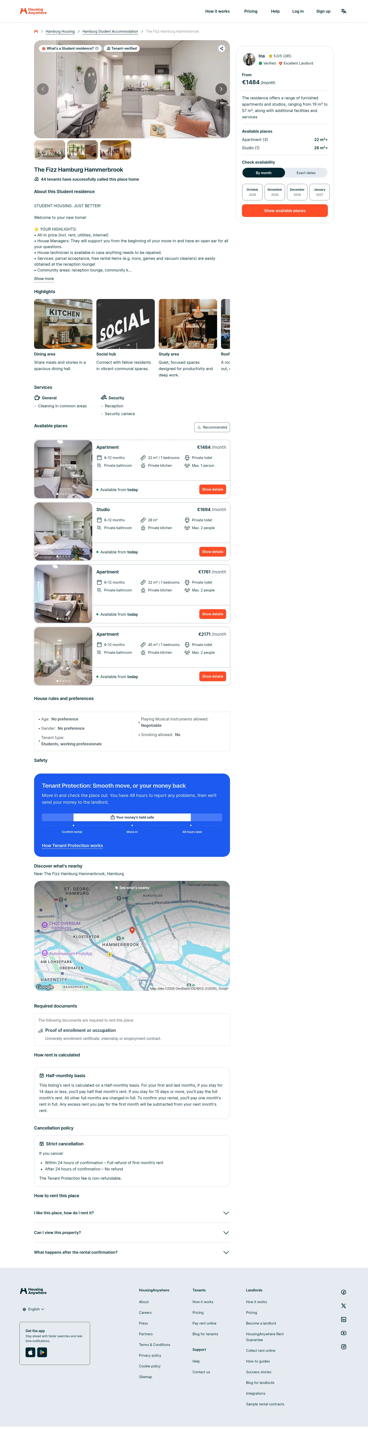 HousingAnywhere landing page