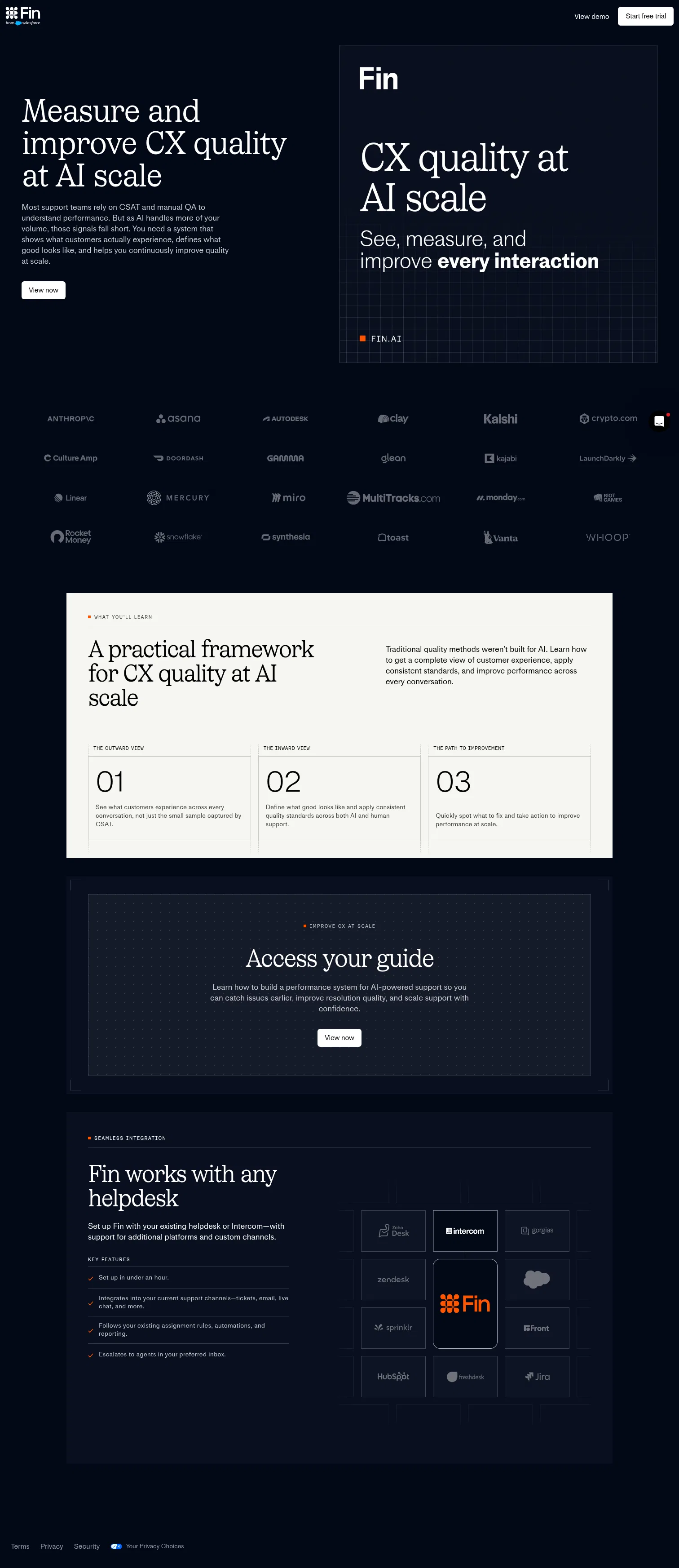 fin.ai/drlp/cx-quality-guide-abm on desktop, full screenshot