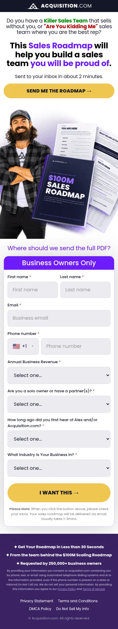 vantage.acquisition.com/sales-roadmap-b on mobile