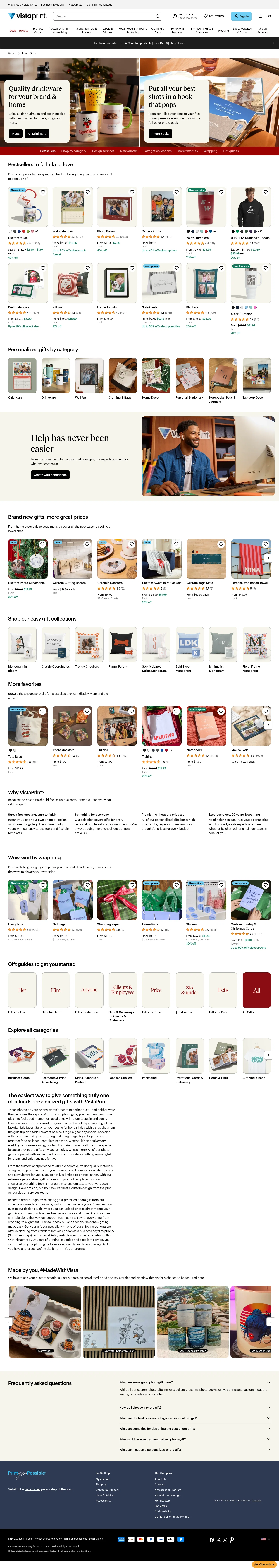 vistaprint.com/photo-gifts on desktop