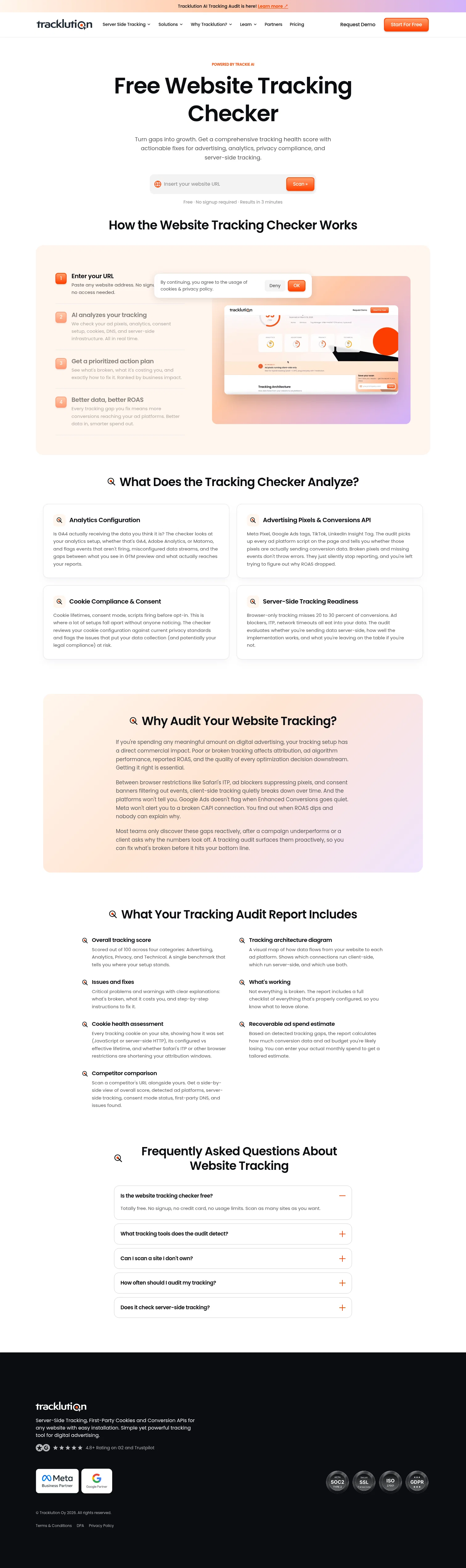 Tracklution landing page