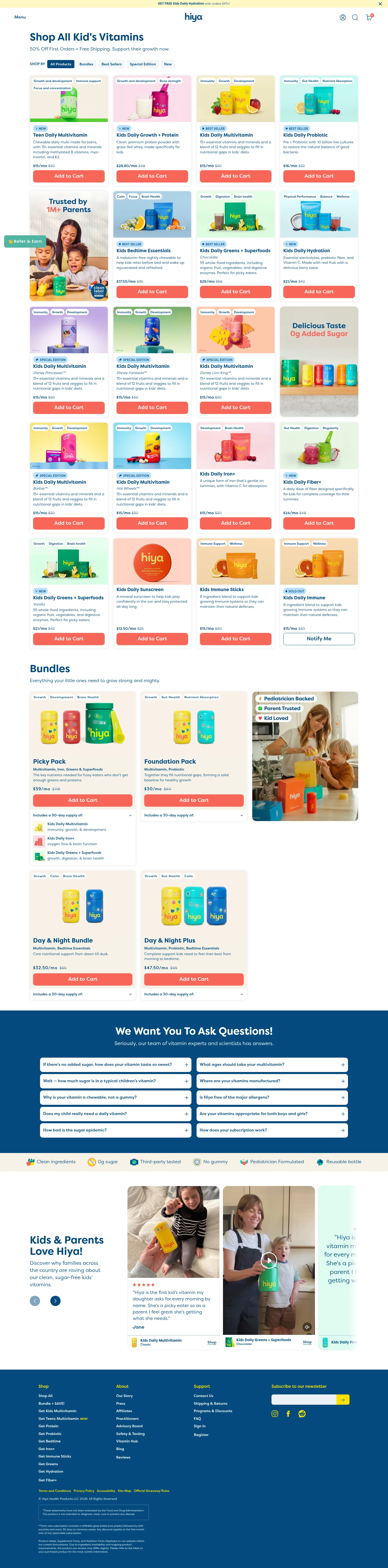 Hiya Health landing page