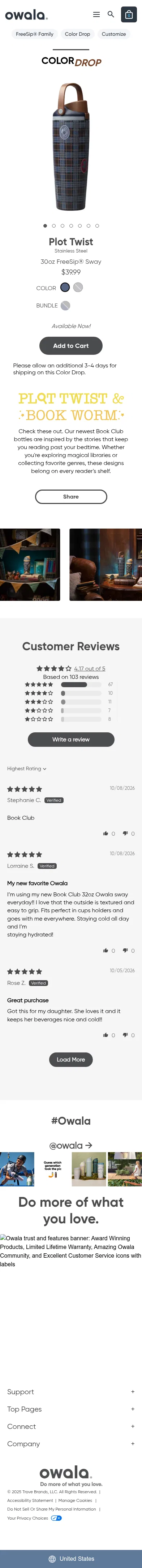 owalalife.com/color-drop/book-club on mobile, full screenshot