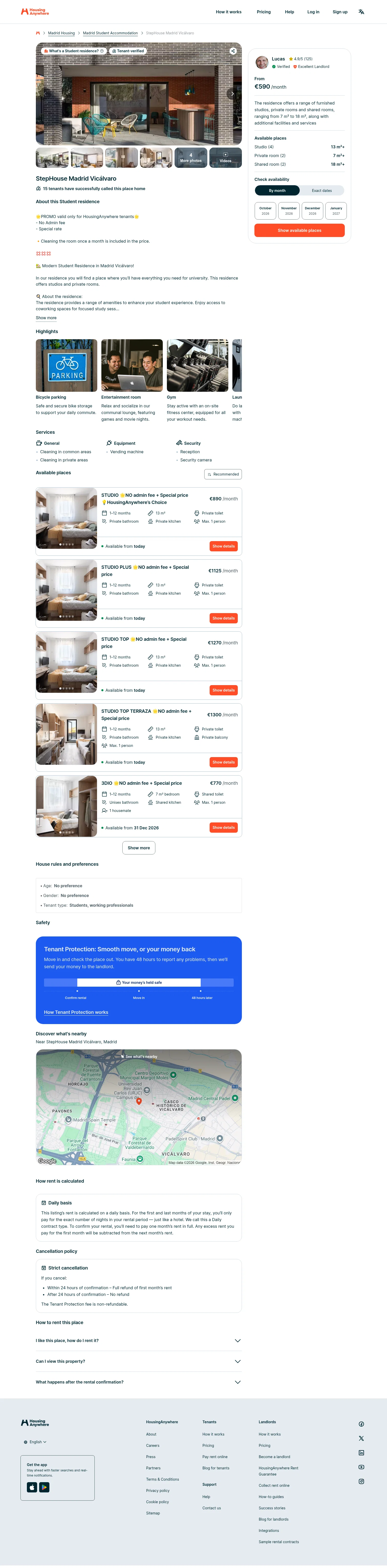 HousingAnywhere landing page