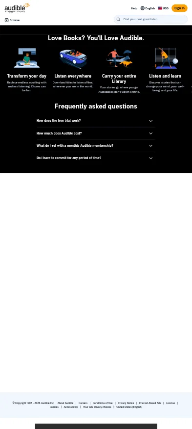 audible.com/ep/mytitle on mobile
