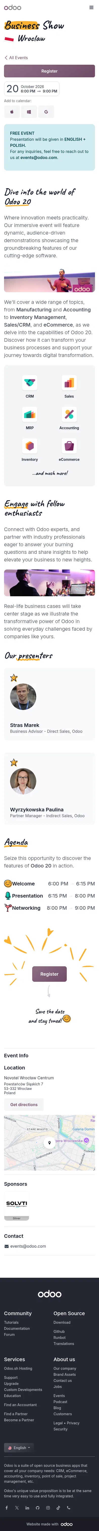 odoo.com/event/business-show-wroclaw-11770/register on mobile, full screenshot