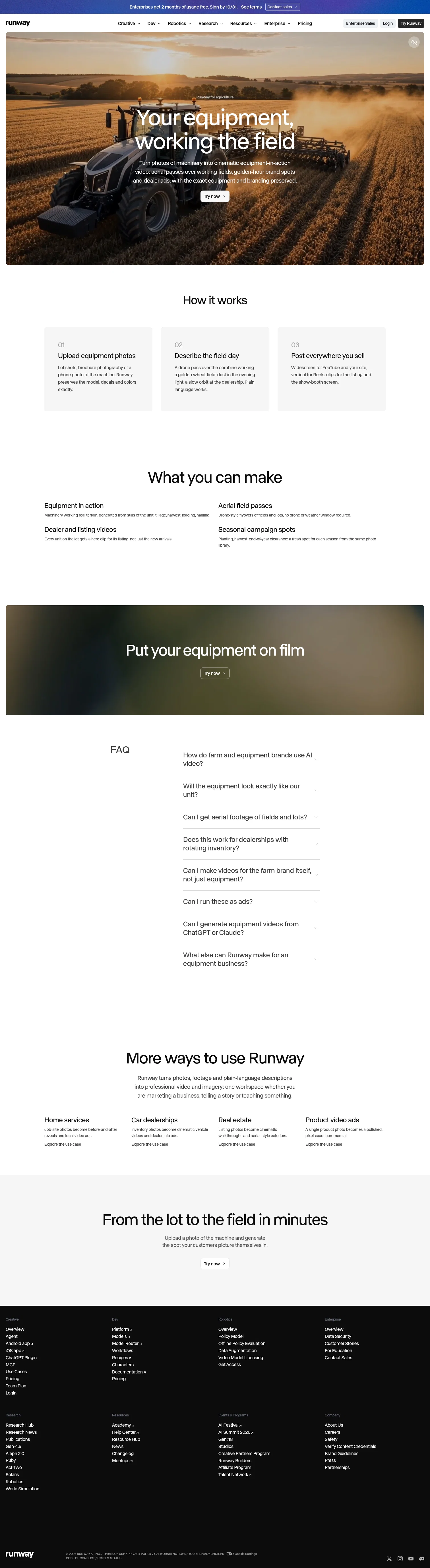runway.com/use-cases/agriculture on desktop