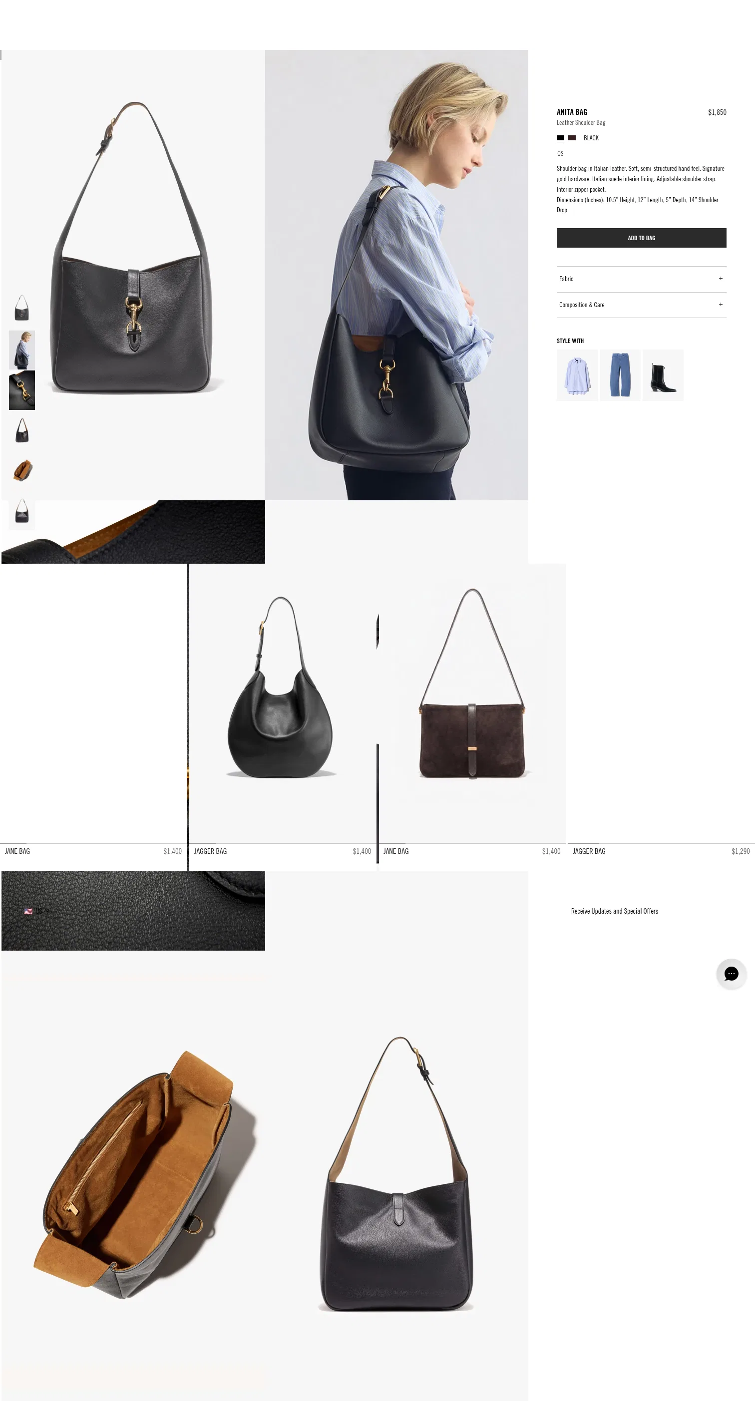 nililotan.com/products/anita-bag on desktop, full screenshot