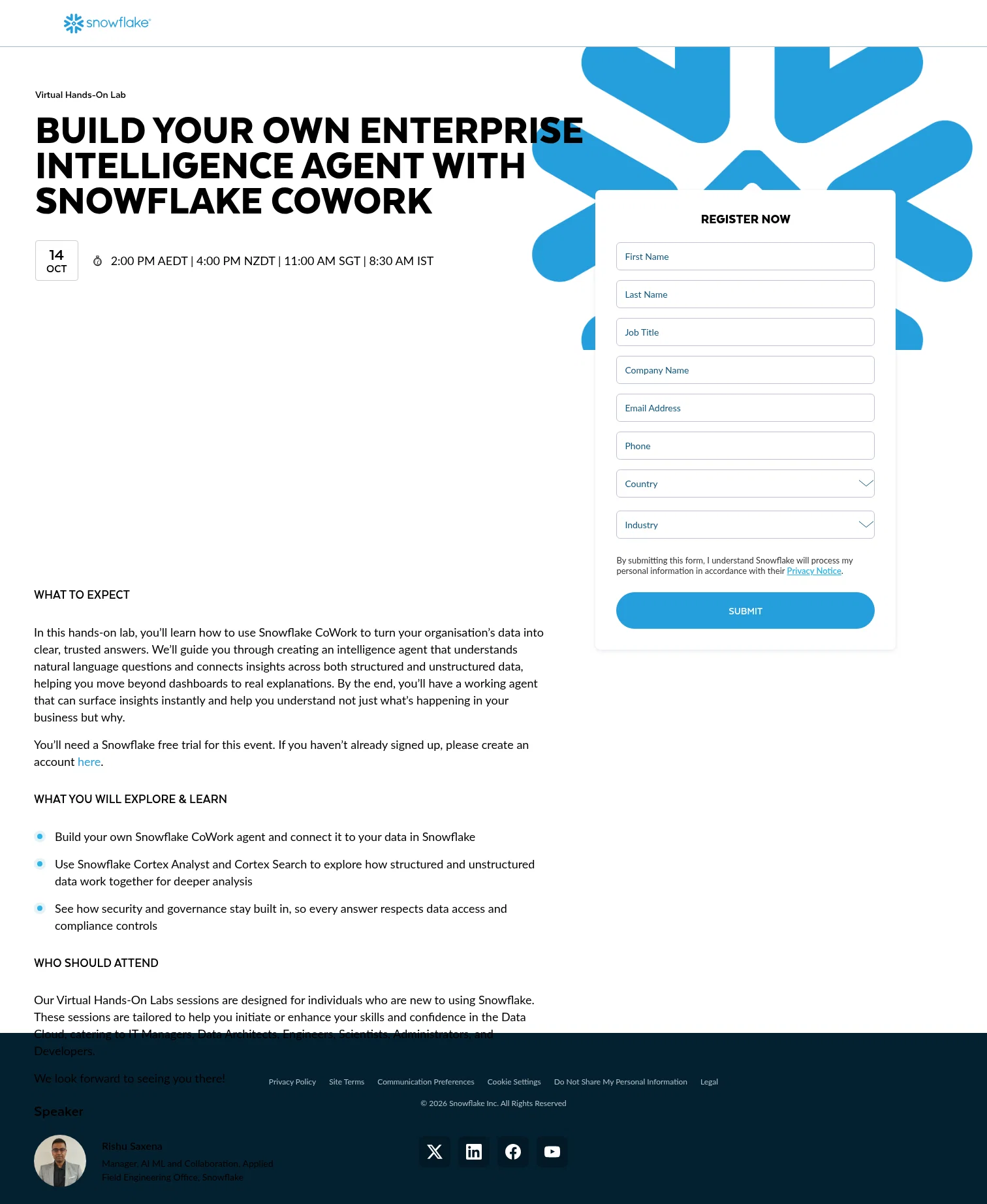 Snowflake landing page