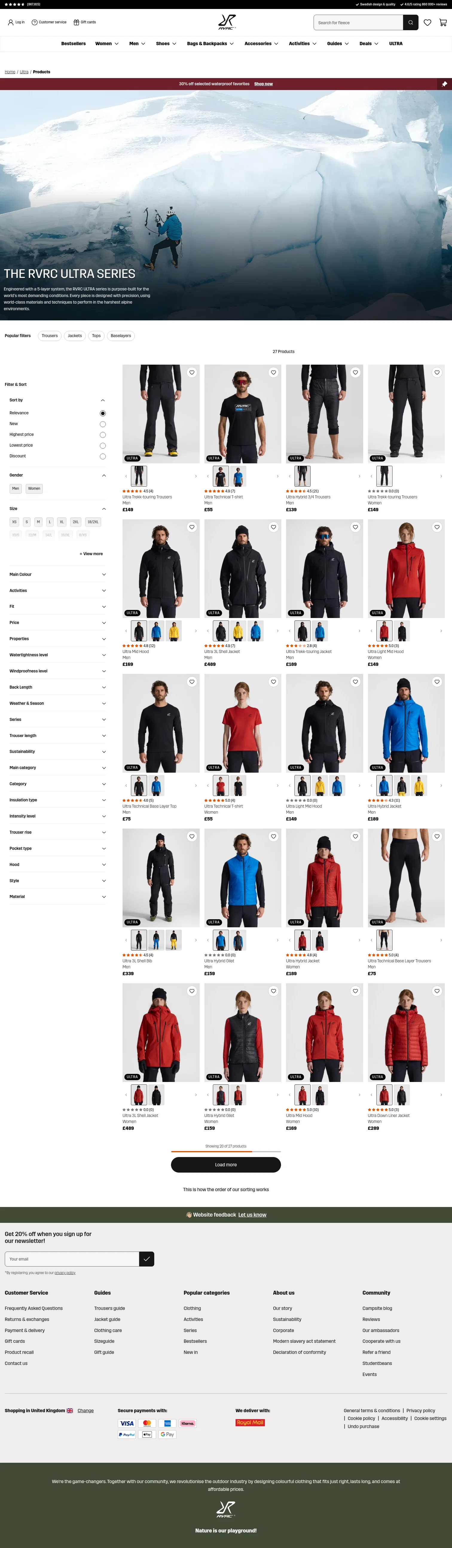 revolutionrace.co.uk/ultra/products on desktop