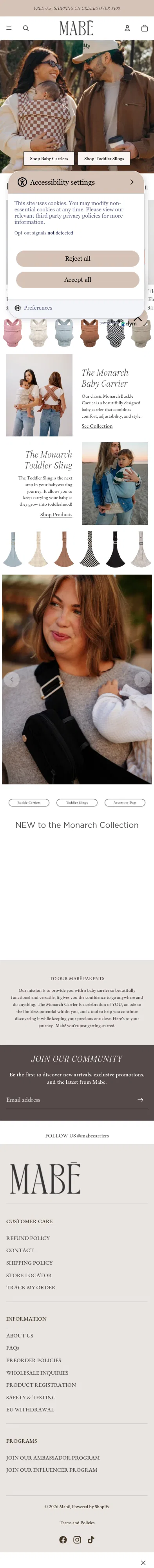 mabeproducts.com on mobile, full screenshot