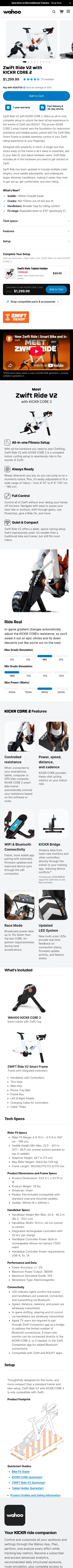 wahoofitness.com/devices/indoor-cycling/bike-trainer-bundles/zwift-bundles/kickr-core-2-zwift-ride-buy on mobile, full screenshot