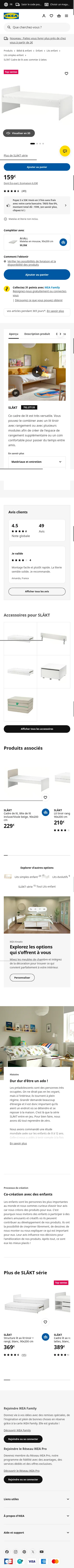 ikea.com/fr/fr/p/slaekt-cadre-de-lit-avec-sommier-a-lattes-blanc-s79227755 on mobile