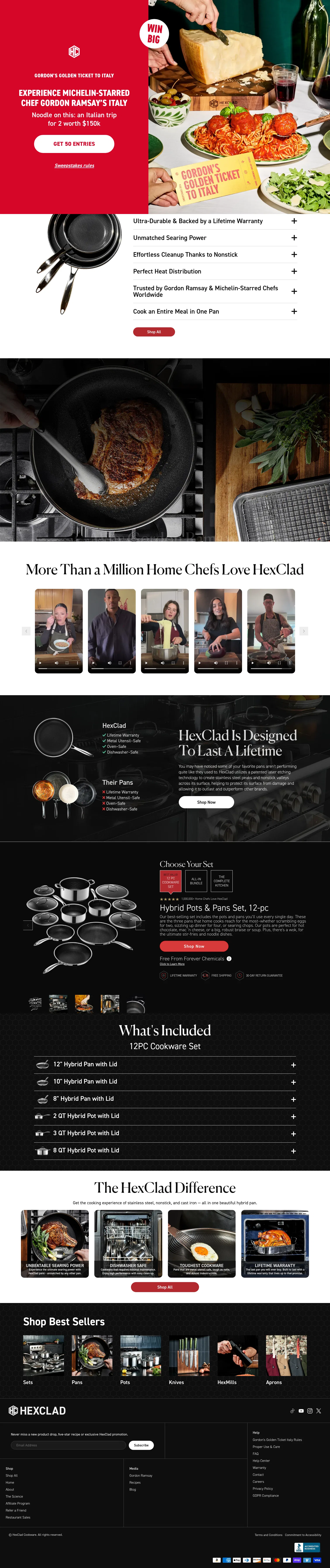hexclad.com/pages/12-pc-landing-page on desktop, full screenshot