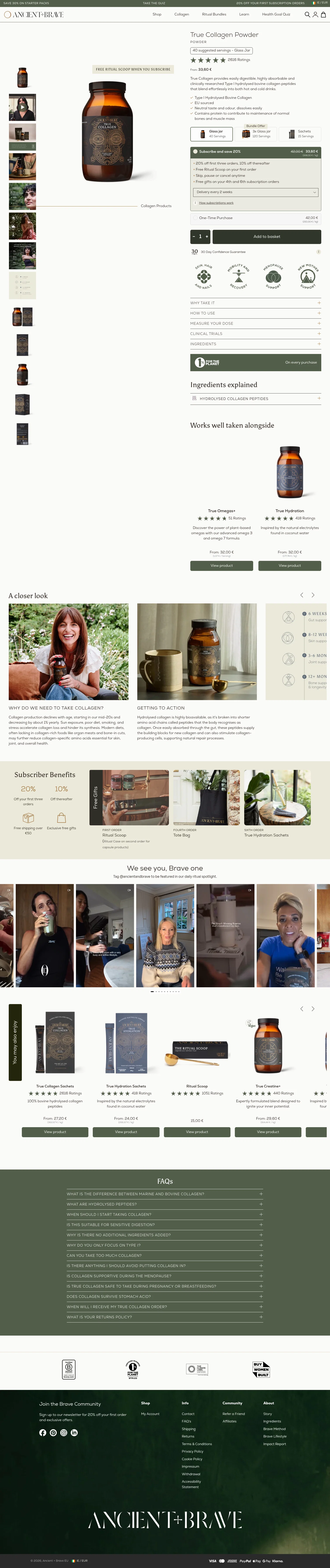 Ancient + Brave landing page