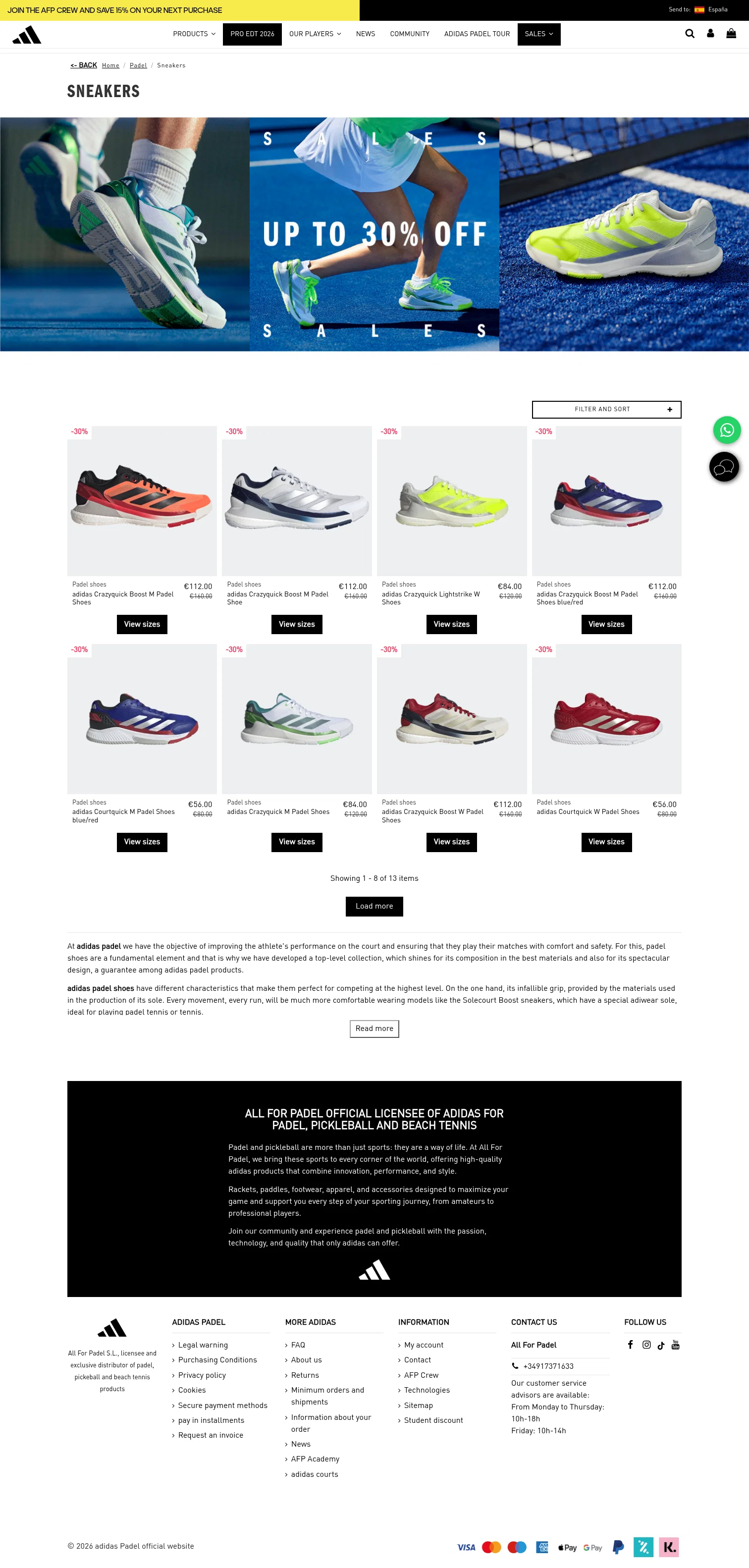 allforpadel.com/en/60-sneakers on desktop