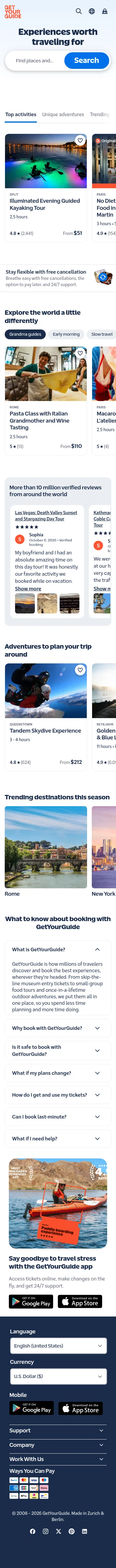getyourguide.com/discover on mobile