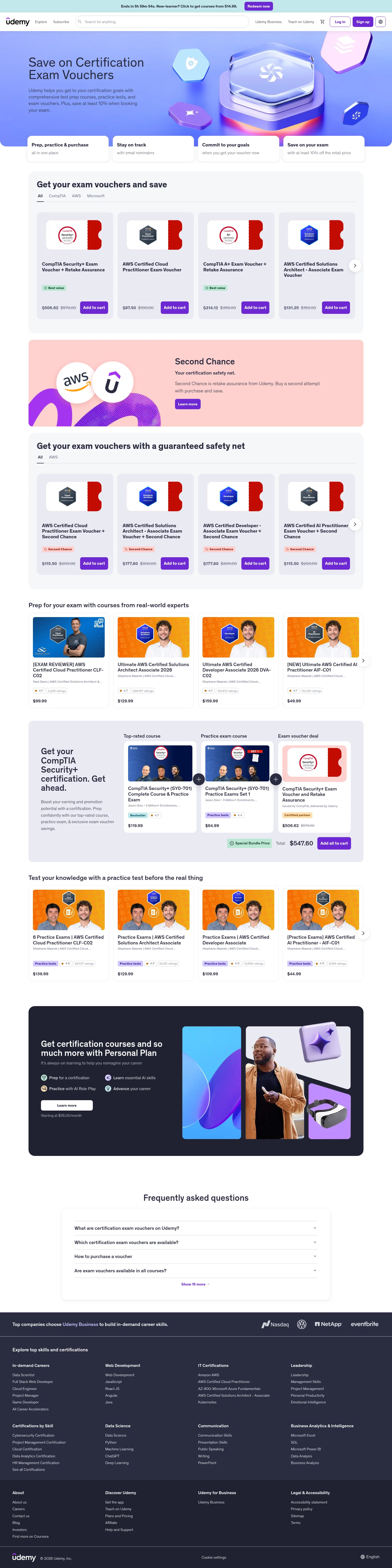 udemy.com/all-certification-vouchers on desktop, full screenshot
