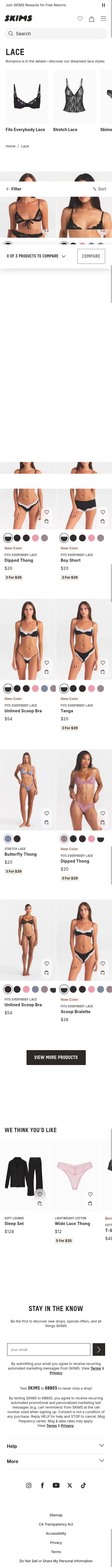 skims.com/collections/lace on mobile, full screenshot