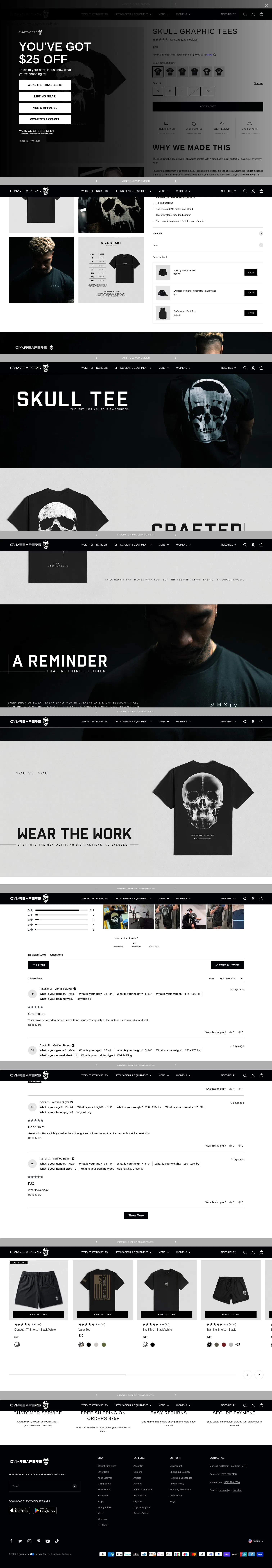 gymreapers.com/products/skull-graphic-tees on desktop, full screenshot