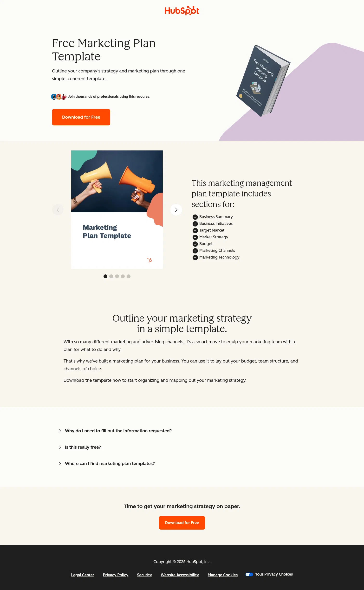 offers.hubspot.com/marketing-plan-template on desktop, full screenshot
