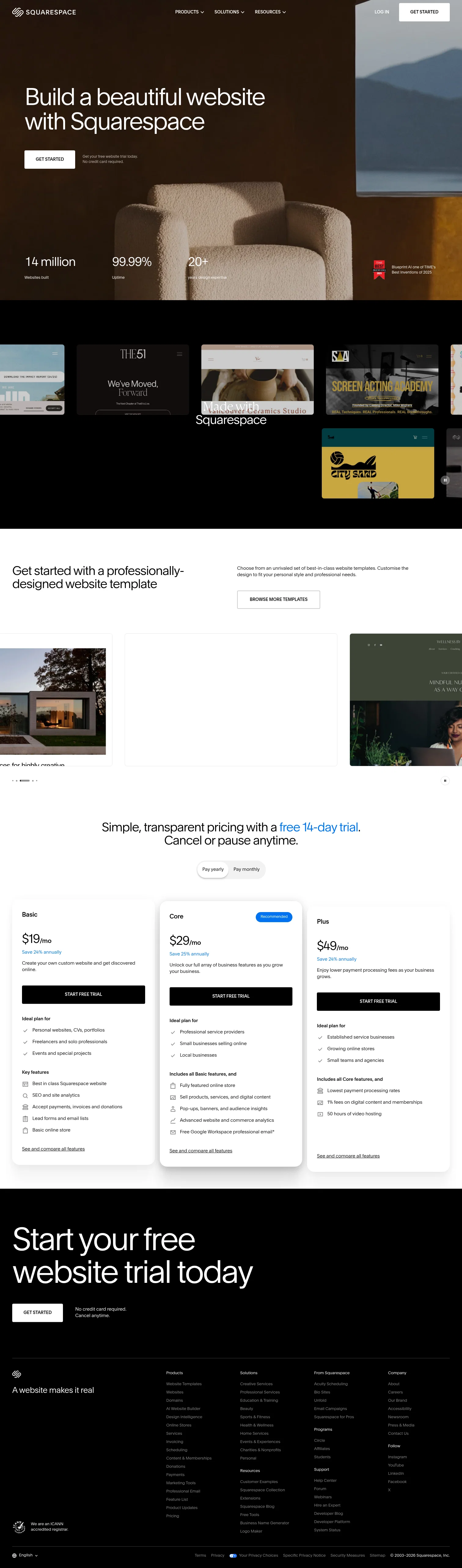 squarespace.com/go/build-a-website/ca on desktop