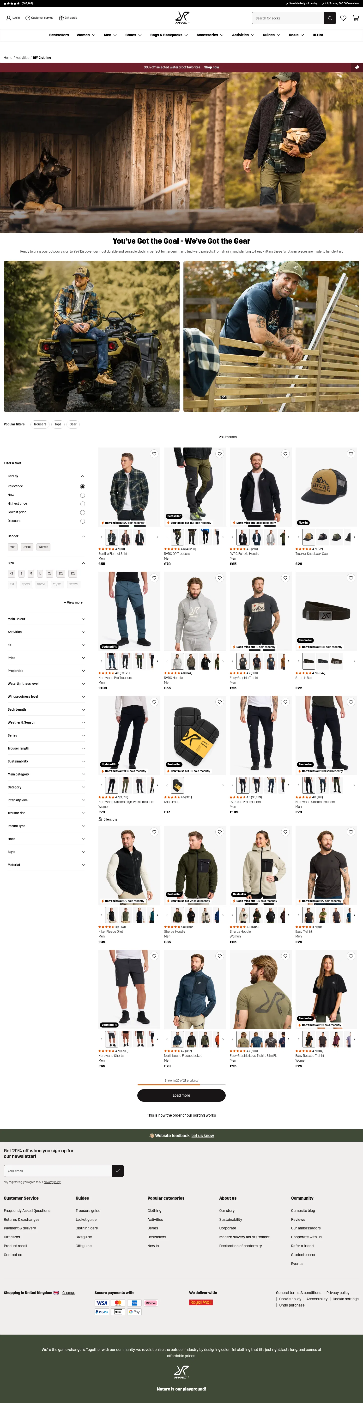revolutionrace.co.uk/activities/diy-clothing on desktop, full screenshot