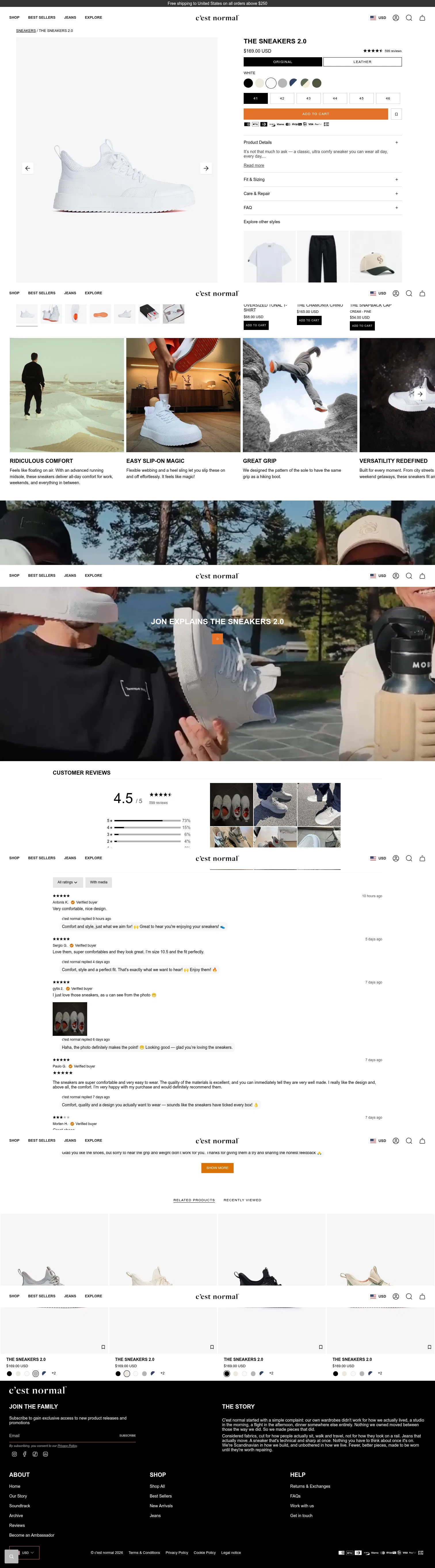 cestnormal.com/products/the-sneakers-2-0-white on desktop, full screenshot