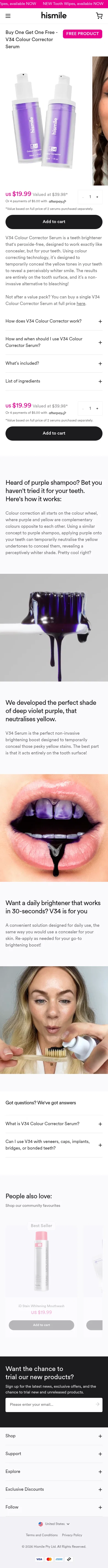 hismileteeth.com/products/v34-serum-bogo on mobile