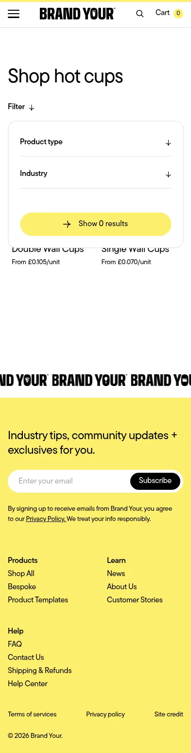 brandyour.co/collections/shop-hot-cups on mobile, full screenshot
