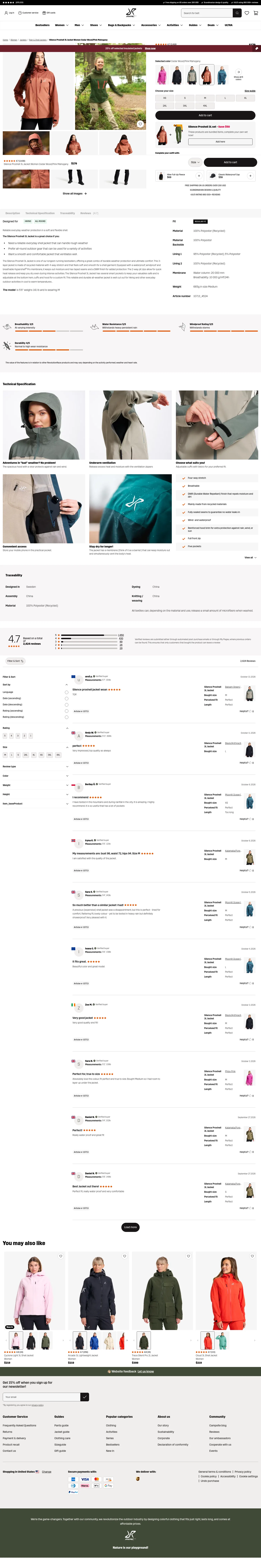 revolutionrace.com/women/jackets/shell-jackets/silence-proshell-3l-jacket-women on desktop, full screenshot
