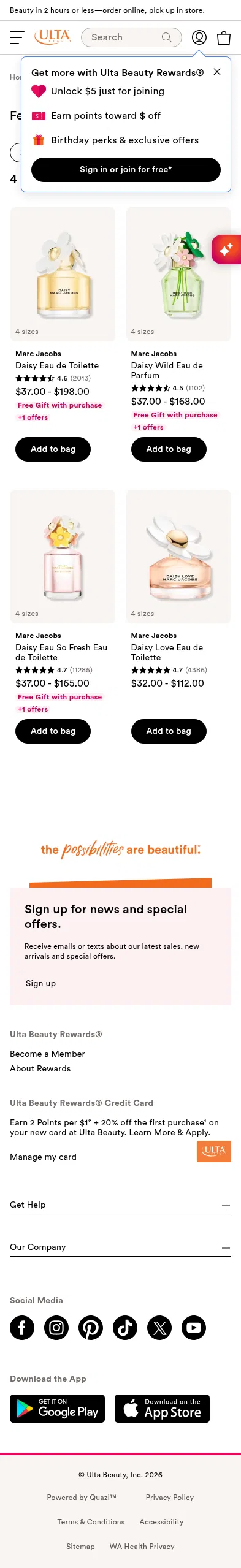 ulta.com/featured/marc_jacobs_pick_your_daisy on mobile, full screenshot