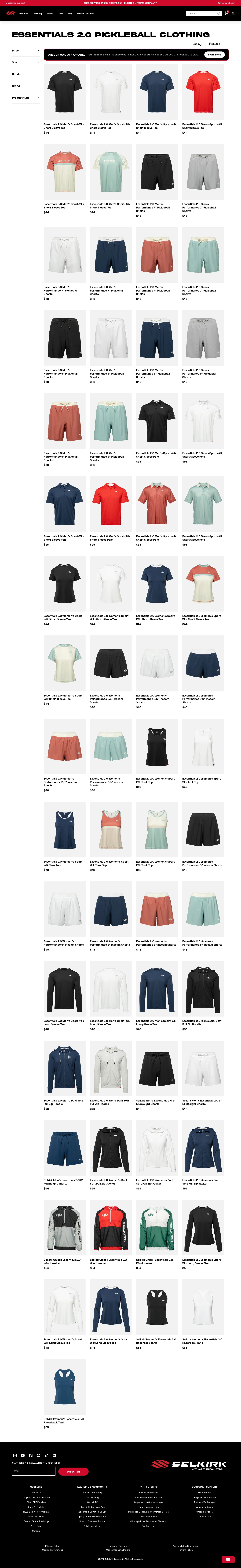 selkirk.com/collections/essentials-2-0-pickleball-clothing on desktop