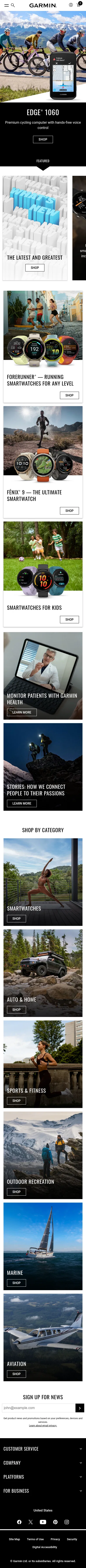 garmin.com/en-US on mobile, full screenshot