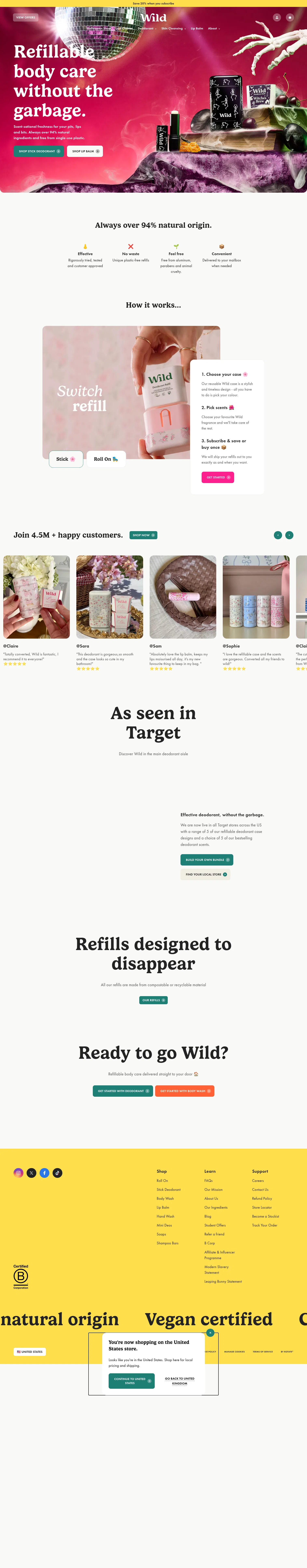 wearewild.com on desktop, full screenshot