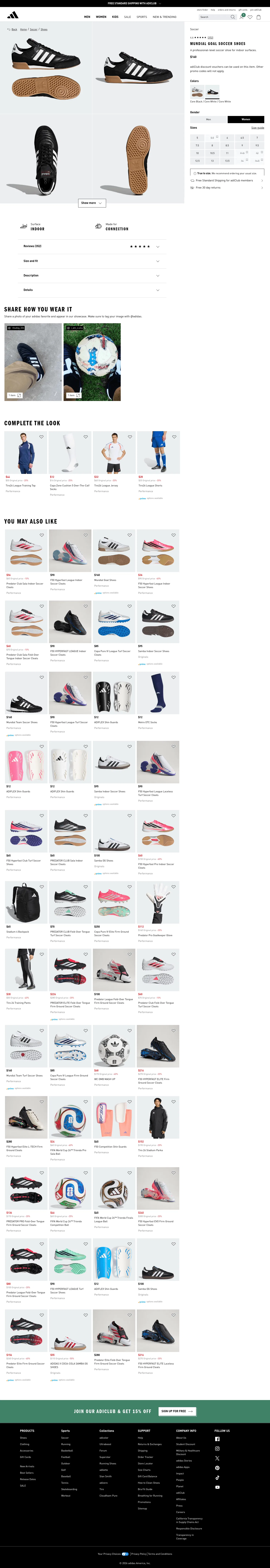 adidas.com/us/mundial-goal-soccer-shoes/019310.html on desktop, full screenshot