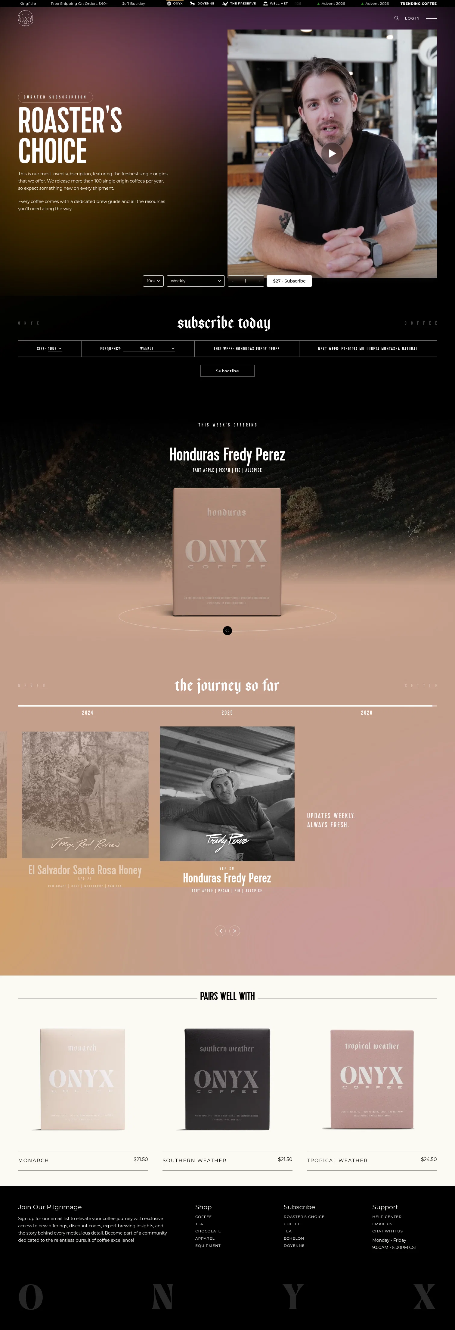 Onyx Coffee Lab landing page