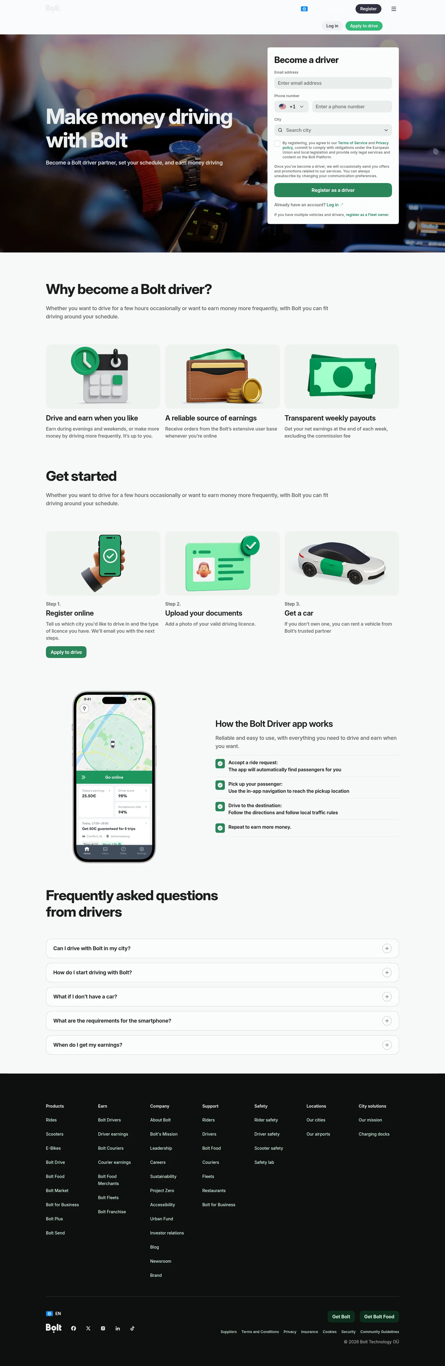 Bolt landing page