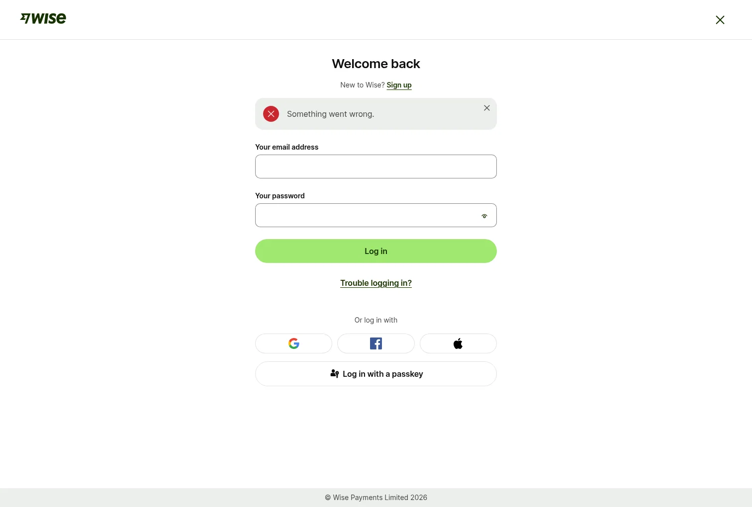 wise.com/login on desktop