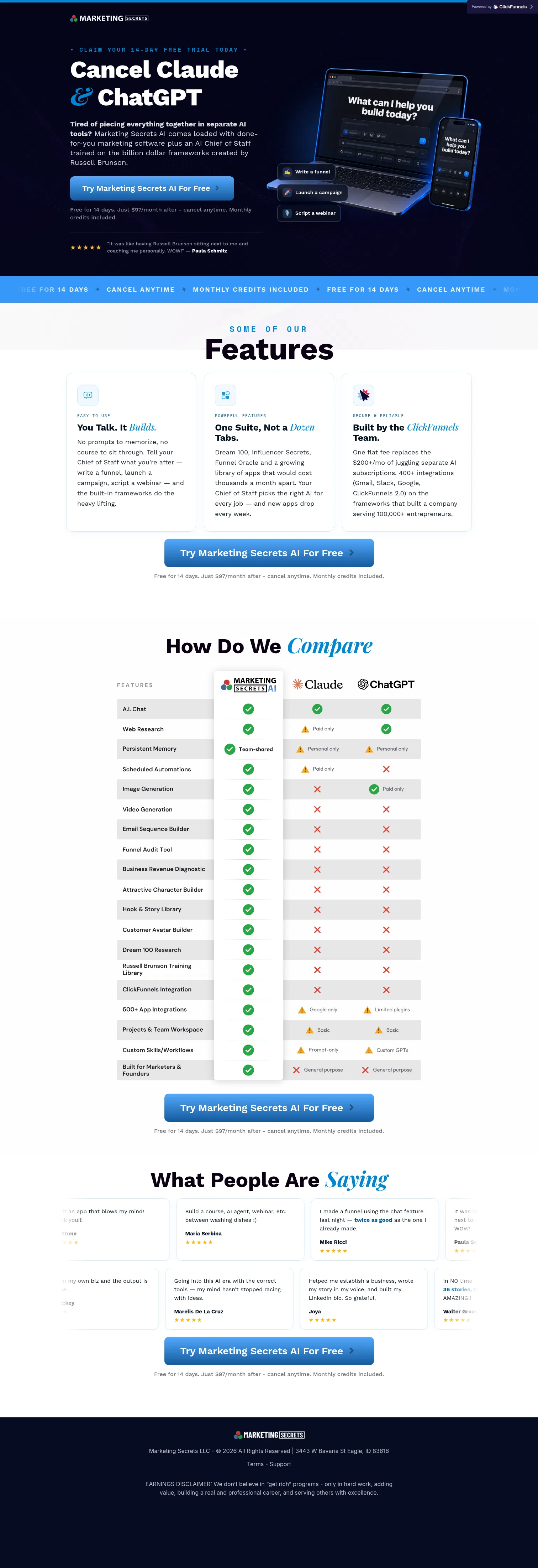 marketingsecrets.com/try-now on desktop, full screenshot