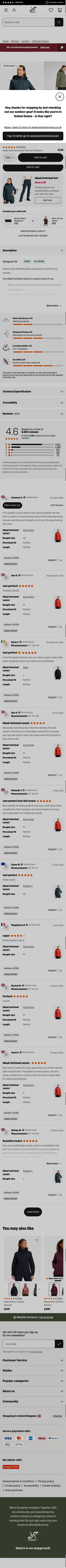 revolutionrace.co.uk/women/jackets/softshell-jackets/hiball-softshell-jacket-women on mobile, full screenshot