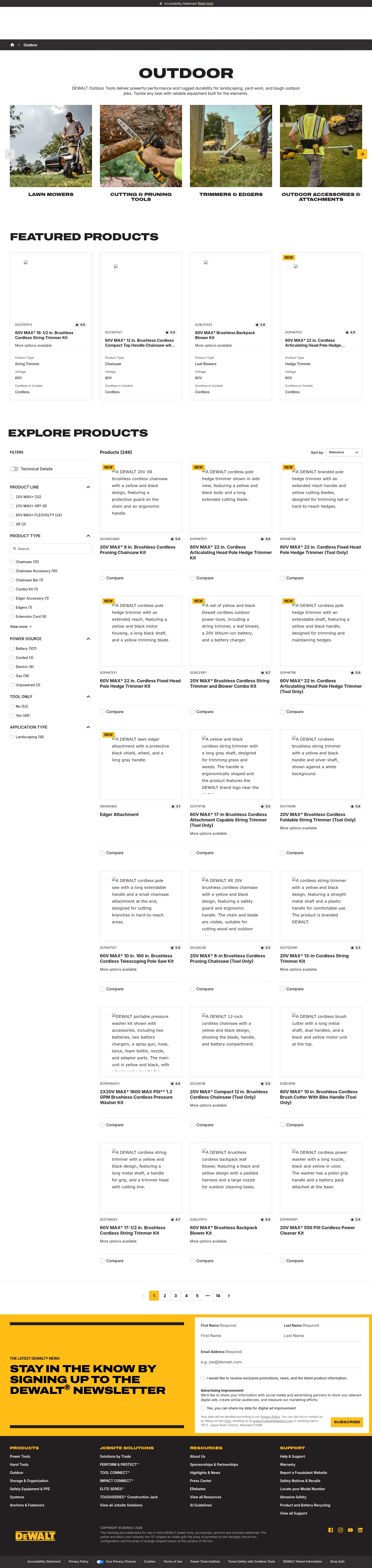 dewalt.com/en-us/products/outdoor on desktop, full screenshot