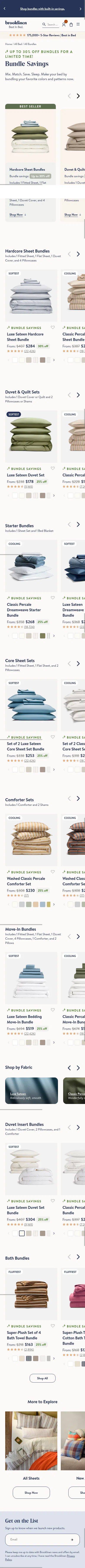 brooklinen.com/pages/all-bundles on mobile, full screenshot