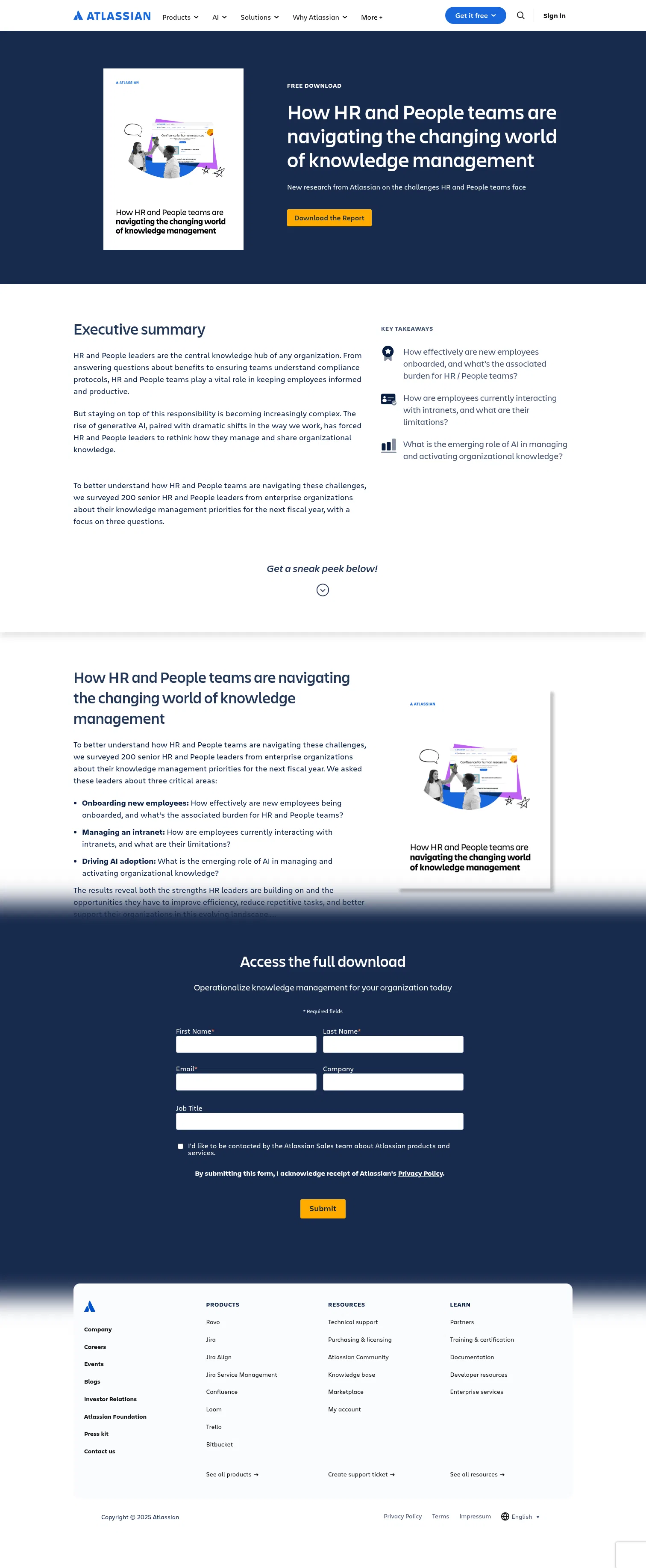 atlassian.com/whitepapers/hr-knowledge-management-trends-2025 on desktop, full screenshot