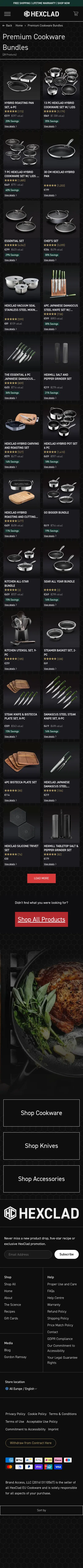 hexclad.eu/collections/bundles on mobile, full screenshot