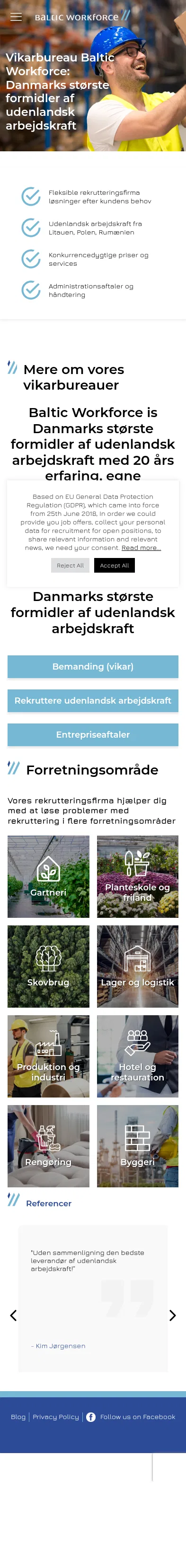 balticworkforce.dk on mobile, full screenshot